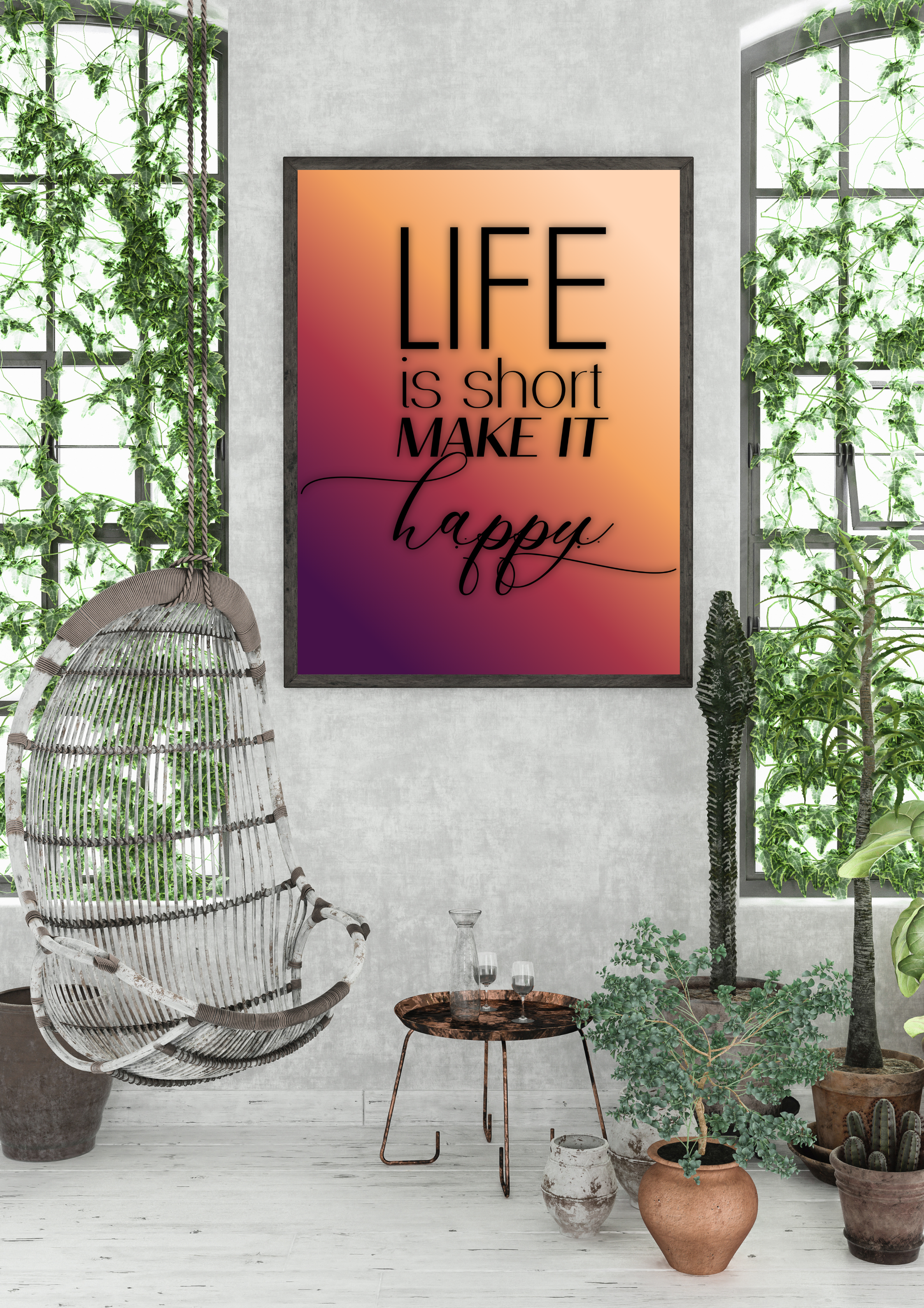 ✨ Life Is Short, Make It Happy – Inspirational Wall Art (Digital Download)
