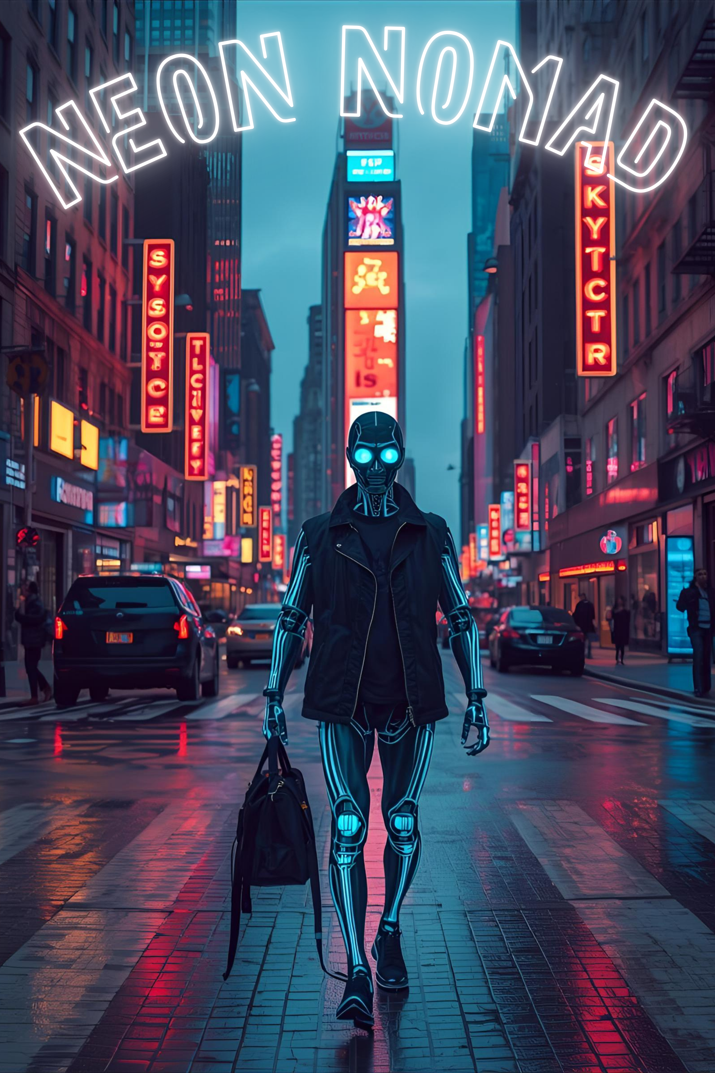 ⚡ Neon Nomad – Cyberpunk Digital Wall Art (Instant Download)