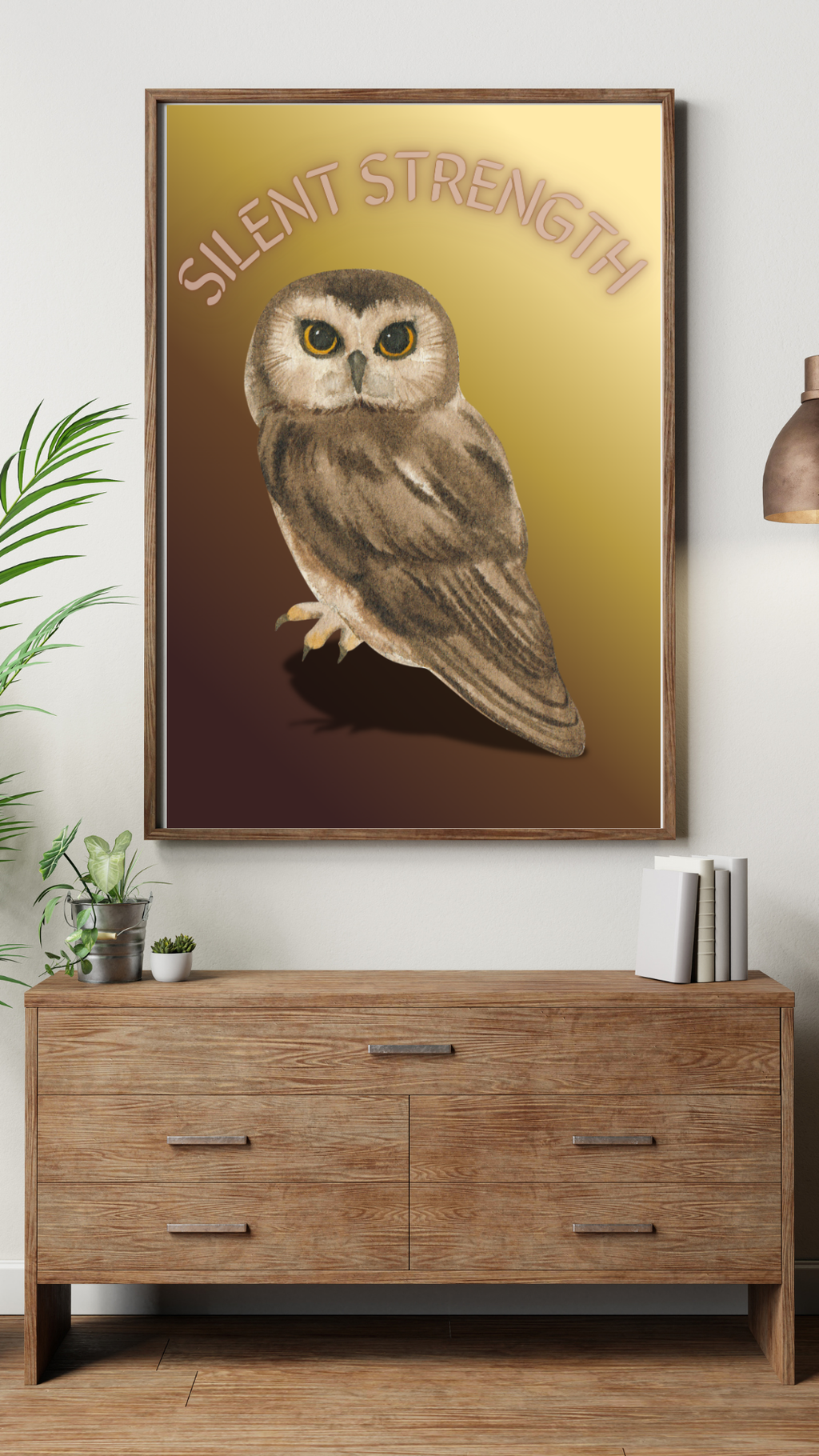 Silent Strength – Owl Neon Spirit Animal Wall Art (Digital Download)