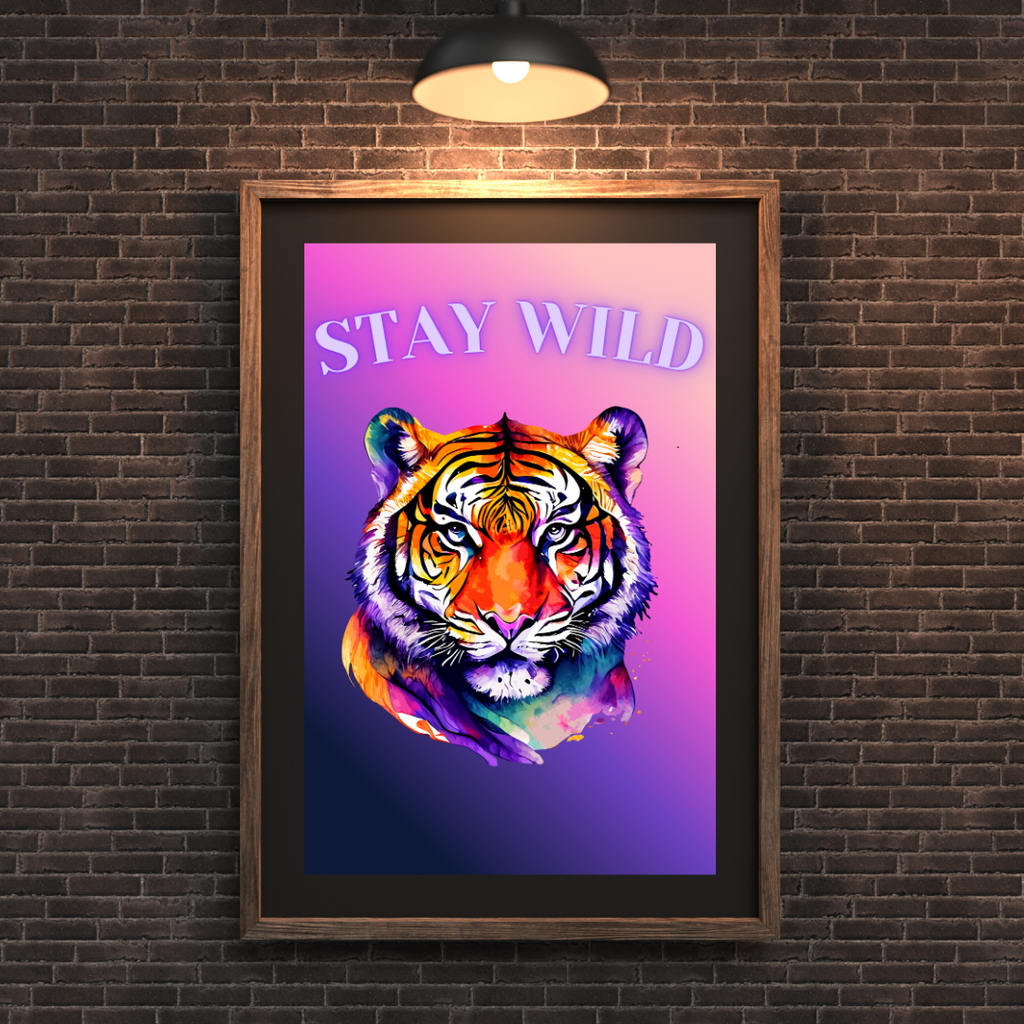 Stay Wild – Tiger Neon Spirit Animal Wall Art (Digital Download)