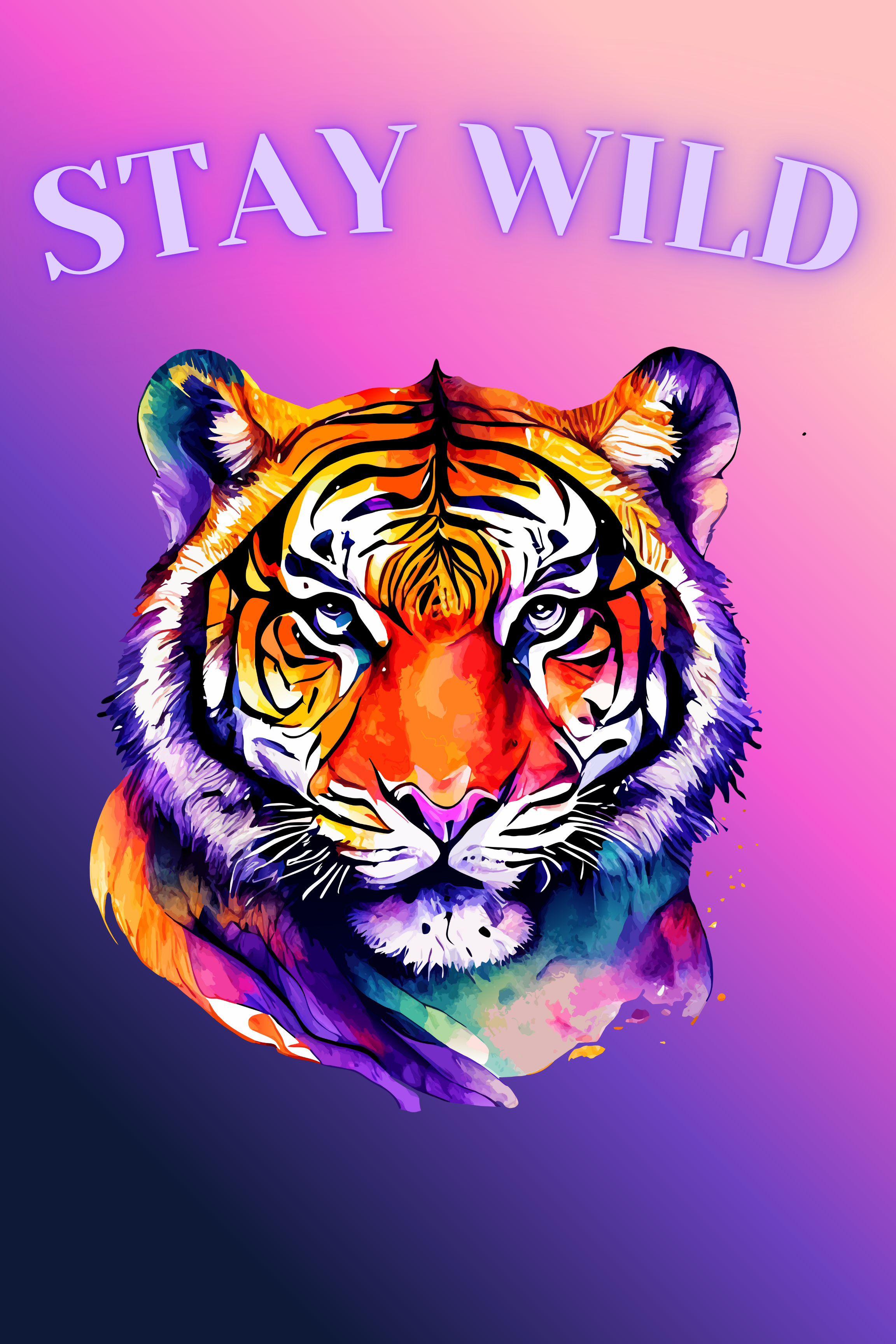 Stay Wild – Tiger Neon Spirit Animal Wall Art (Digital Download)