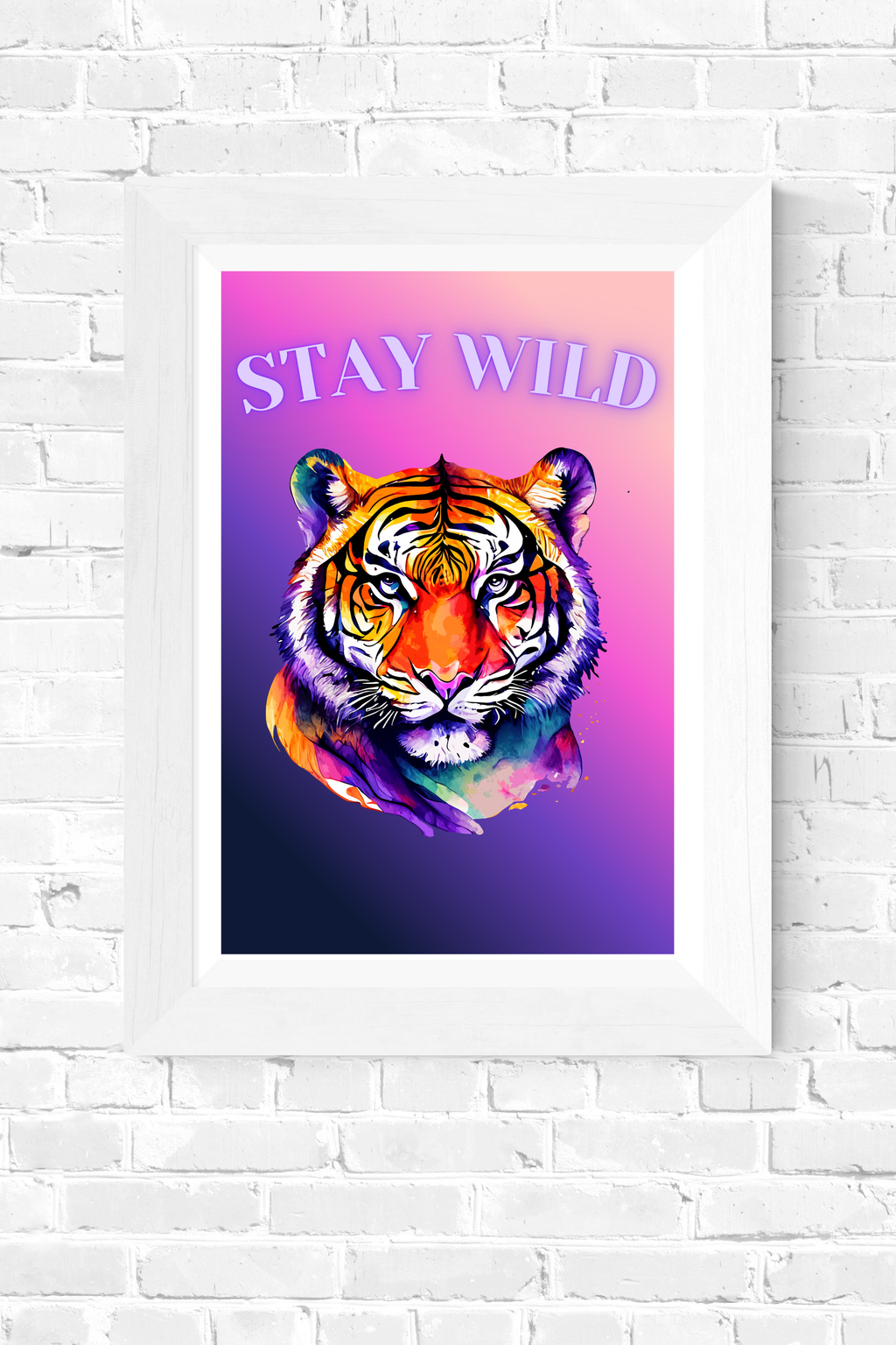 Stay Wild – Tiger Neon Spirit Animal Wall Art (Digital Download)