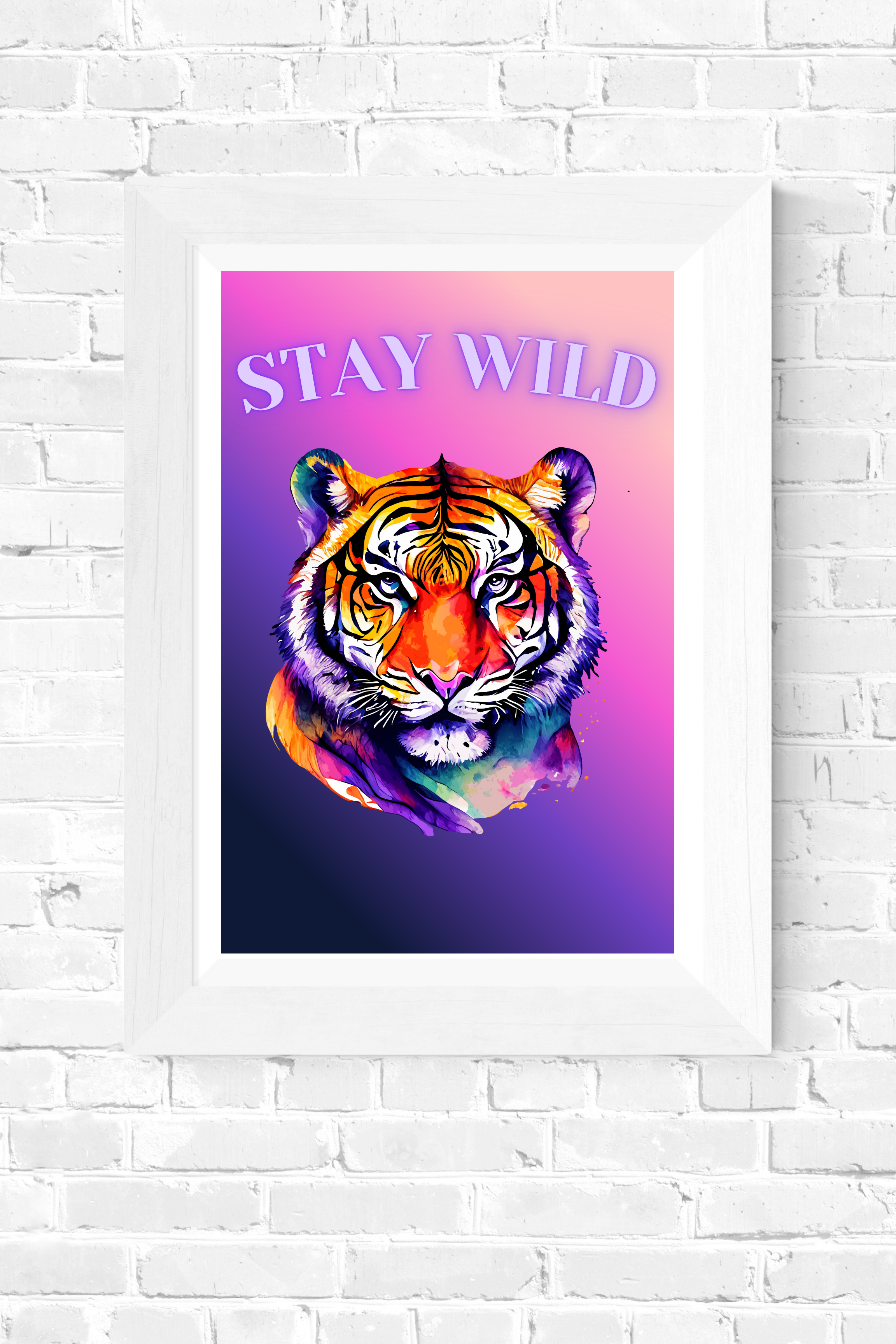 Stay Wild – Tiger Neon Spirit Animal Wall Art (Digital Download)